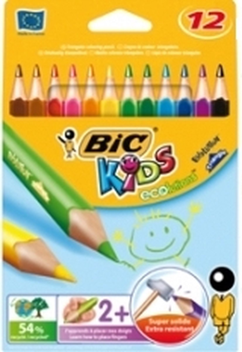 Kleurpotloden Bic Kids Evolution Triangle etui à 12 kleuren | 12 stuks